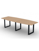 Tavolo riunione composto piano sagomato in melaminico spessore mm 25 e gamba ad anello - Colori a scelta - cm 280x100x74h