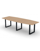 Tavolo riunione composto piano sagomato in melaminico spessore mm 30 e gamba ad anello - Colori a scelta - cm 280x100x74,5h