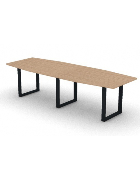 Tavolo riunione composto piano sagomato in melaminico spessore mm 30 e gamba ad anello - Colori a scelta - cm 280x100x74,5h