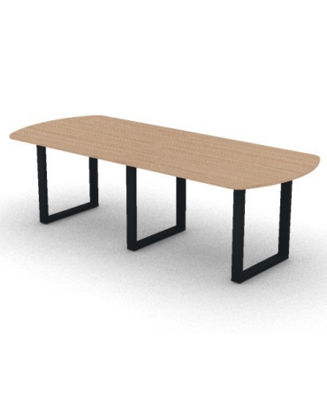 Tavolo riunione composto piano ovale in melaminico spessore mm 25 e gamba ad anello - Colori a scelta - cm 240x100x74h