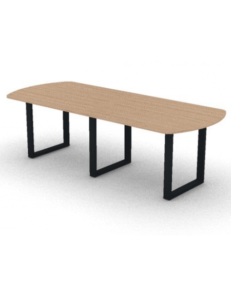 Tavolo riunione composto piano ovale in melaminico spessore mm 25 e gamba ad anello - Colori a scelta - cm 240x100x74h