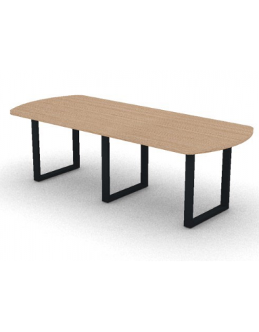 Tavolo riunione composto piano ovale in melaminico spessore mm 30 e gamba ad anello - Colori a scelta - cm 240x100x74,5h