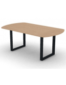 Tavolo riunione piano ovale in melaminico spessore mm 18 e gamba metallica ad anello chiuso - Colori a scelta - cm 180x100x73,5h
