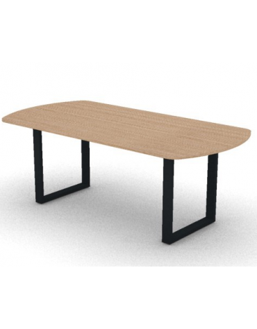 Tavolo riunione piano ovale in melaminico spessore mm 18 e gamba metallica ad anello chiuso - Colori a scelta - cm 200x100x73,5h