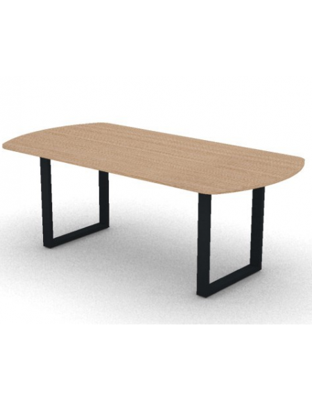 Tavolo riunione piano ovale in melaminico spessore mm 18 e gamba metallica ad anello chiuso - Colori a scelta - cm 200x100x73,5h