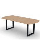 Tavolo riunione piano ovale in melaminico spessore mm 18 e gamba metallica ad anello chiuso - Colori a scelta - cm 220x100x73,5h