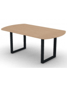 Tavolo riunione piano ovale in melaminico spessore mm 25 e gamba metallica ad anello chiuso - Colori a scelta - cm 180x100x74h