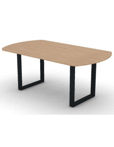 Tavolo riunione piano ovale in melaminico spessore mm 25 e gamba metallica ad anello chiuso - Colori a scelta - cm 180x100x74h