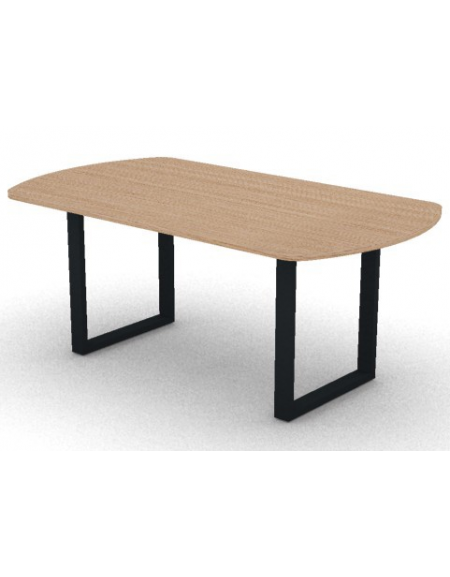 Tavolo riunione piano ovale in melaminico spessore mm 25 e gamba metallica ad anello chiuso - Colori a scelta - cm 180x100x74h