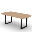 Tavolo riunione piano ovale in melaminico spessore mm 25 e gamba metallica ad anello chiuso - Colori a scelta - cm 200x100x74h