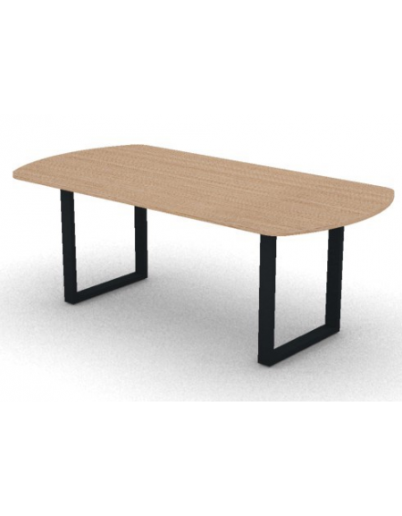 Tavolo riunione piano ovale in melaminico spessore mm 25 e gamba metallica ad anello chiuso - Colori a scelta - cm 200x100x74h