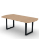 Tavolo riunione piano ovale in melaminico spessore mm 25 e gamba metallica ad anello chiuso - Colori a scelta - cm 200x100x74h