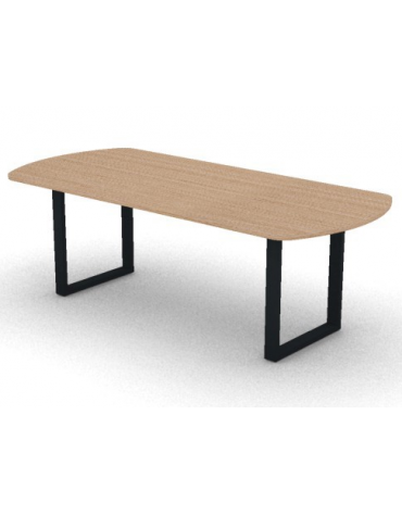Tavolo riunione piano ovale in melaminico spessore mm 25 e gamba metallica ad anello chiuso - Colori a scelta - cm 220x100x74h