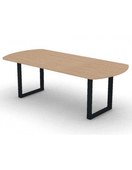 Tavolo riunione piano ovale in melaminico spessore mm 25 e gamba metallica ad anello chiuso - Colori a scelta - cm 220x100x74h