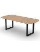 Tavolo riunione piano ovale in melaminico spessore mm 25 e gamba metallica ad anello chiuso - Colori a scelta - cm 220x100x74h