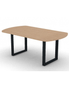 Tavolo riunione piano ovale in melaminico spessore mm 30 e gamba metallica ad anello chiuso - Colori a scelta - cm 180x100x74,5h
