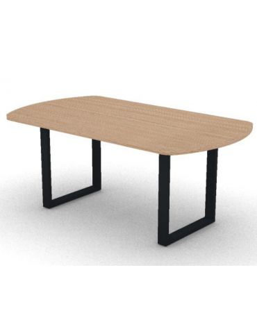 Tavolo riunione piano ovale in melaminico spessore mm 30 e gamba metallica ad anello chiuso - Colori a scelta - cm 180x100x74,5h