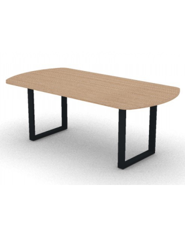Tavolo riunione piano ovale in melaminico spessore mm 30 e gamba metallica ad anello chiuso - Colori a scelta - cm 200x100x74,5h
