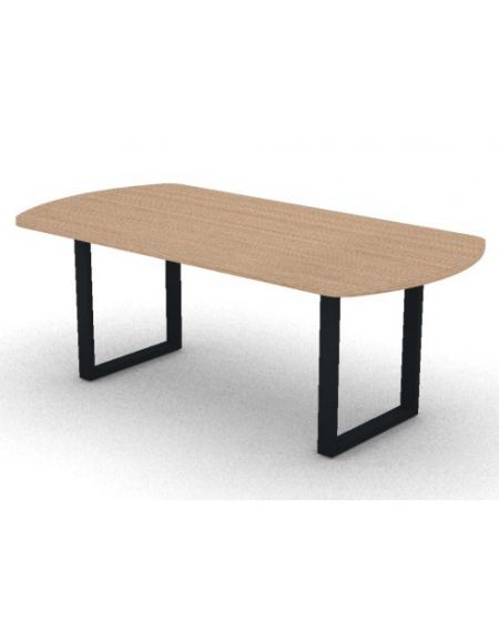Tavolo riunione piano ovale in melaminico spessore mm 30 e gamba metallica ad anello chiuso - Colori a scelta - cm 200x100x74,5h