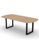 Tavolo riunione piano ovale in melaminico spessore mm 30 e gamba metallica ad anello chiuso - Colori a scelta - cm 220x100x74,5h