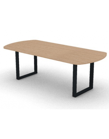 Tavolo riunione piano ovale in melaminico spessore mm 30 e gamba metallica ad anello chiuso - Colori a scelta - cm 220x100x74,5h