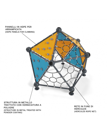 Struttura geometrica in metallo per arrampicata - Pannelli in HDPE - Dimensioni cm 289x302x262h