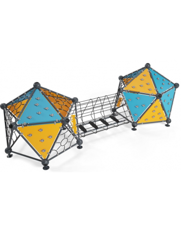 Struttura geometrica doppia in metallo per arrampicata - Pannelli in HDPE - Dimensioni cm 760x456x262h