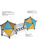 Struttura geometrica doppia in metallo per arrampicata - Pannelli in HDPE - Dimensioni cm 760x456x262h