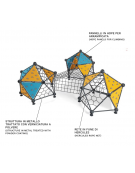Struttura geometrica tripla in metallo per arrampicata - Pannelli in HDPE - Dimensioni cm 775x701x262h