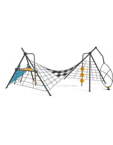 Percorso avventura con ponte in rete e arrampicata - Pannelli in HDPE - Dimensioni cm 713x689x330h