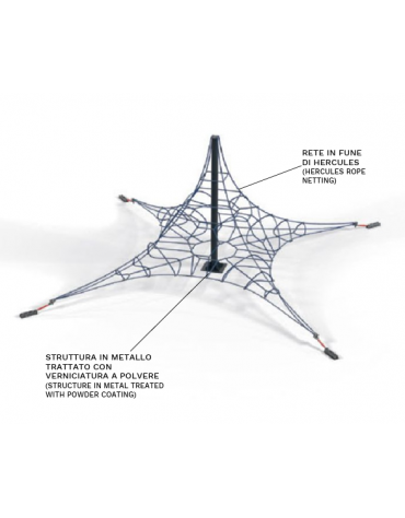Rete Spider mini per arrampicata realizzata in metallo verniciato a polvere - dimensioni cm 500x500x250h