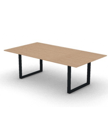 Tavolo riunione piano melaminico spessore mm 18 e gamba metallica ad anello chiuso - Colori a scelta - cm 220x120x73,5h
