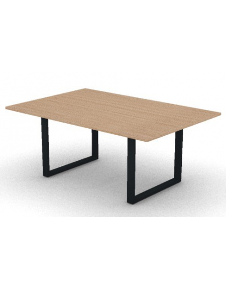 Tavolo riunione piano melaminico spessore mm 25 e gamba metallica ad anello chiuso - Colori a scelta - cm 180x120x74h