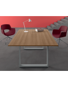 Tavolo riunione piano melaminico spessore mm 25 e gamba metallica ad anello chiuso - Colori a scelta - cm 200x120x74h