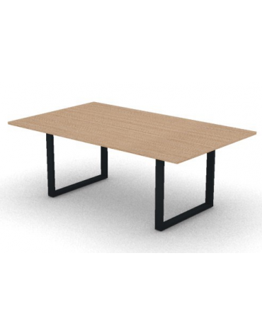 Tavolo riunione piano melaminico spessore mm 25 e gamba metallica ad anello chiuso - Colori a scelta - cm 200x120x74h