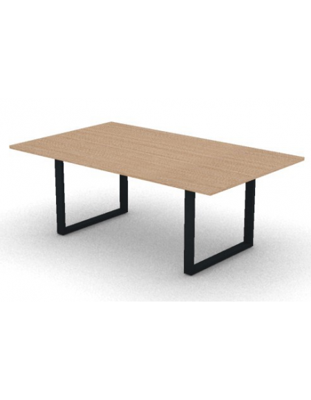 Tavolo riunione piano melaminico spessore mm 25 e gamba metallica ad anello chiuso - Colori a scelta - cm 200x120x74h