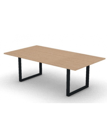 Tavolo riunione piano melaminico spessore mm 25 e gamba metallica ad anello chiuso - Colori a scelta - cm 220x120x74h