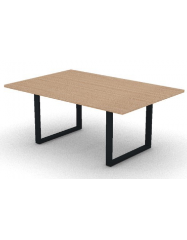 Tavolo riunione piano melaminico spessore mm 30 e gamba metallica ad anello chiuso - Colori a scelta - cm 180x120x74,5h