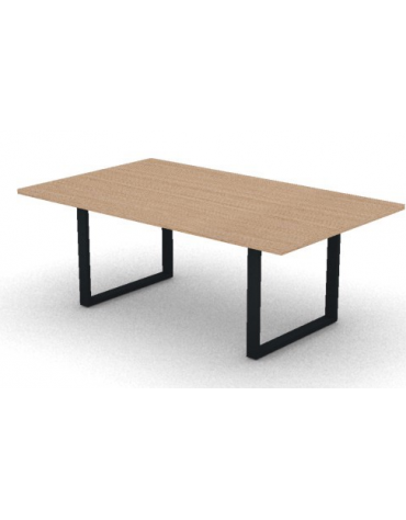 Tavolo riunione piano melaminico spessore mm 30 e gamba metallica ad anello chiuso - Colori a scelta - cm 200x120x74,5h