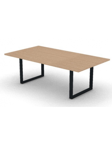 Tavolo riunione piano melaminico spessore mm 30 e gamba metallica ad anello chiuso - Colori a scelta - cm 220x120x74,5h