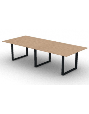 Tavolo riunione composto piano melaminico spessore mm 18 e gamba metallica ad anello chiuso - Colori a scelta - cm 280x120x73,5h