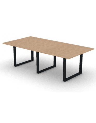 Tavolo riunione composto piano melaminico spessore mm 25 e gamba metallica ad anello chiuso - Colori a scelta - cm 240x120x74h