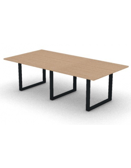 Tavolo riunione composto piano melaminico spessore mm 25 e gamba metallica ad anello chiuso - Colori a scelta - cm 240x120x74h