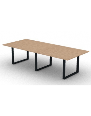 Tavolo riunione composto piano melaminico spessore mm 25 e gamba metallica ad anello chiuso - Colori a scelta - cm 280x120x74h