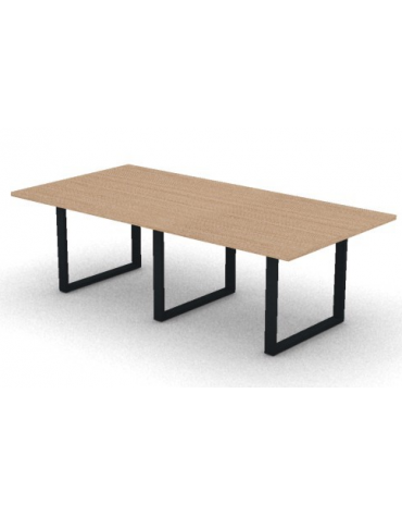 Tavolo riunione composto piano melaminico spessore mm 30 e gamba metallica ad anello chiuso - Colori a scelta - cm 240x120x74,5h