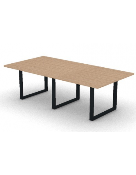 Tavolo riunione composto piano melaminico spessore mm 30 e gamba metallica ad anello chiuso - Colori a scelta - cm 240x120x74,5h