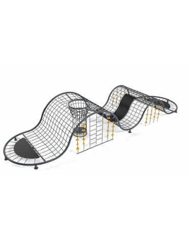 Percorso ondulato con struttura in metallo e rete in fune di Hercules - cm 1162x308x195h