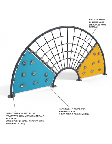 Struttura Arrampicata a forma d'Arco in metallo - Pannelli in HDPE - cm 404x22x194h