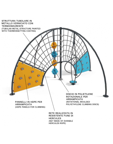 Struttura Arrampicata doppia a forma d'Arco in metallo - Pannelli in HDPE - cm 572x572x285h