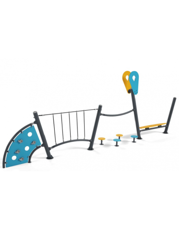 Percorso Multifunzione per bambini - con panchina senza schienale - Pannelli in HDPE - cm 80x650x245h
